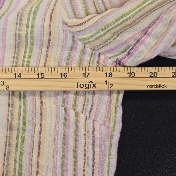 Coldwater Creek Beachy Coastal Grandma Striped Linen Blend Button-Up Shirt - M ( - Picture 10 of 11